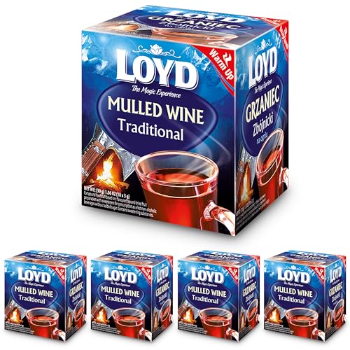 LOYD® Mulled Wine Tee Traditionell - 4 Box - 4 x (30g 10 Teebeutel) - Glühwein Früchtetee Tea Traditional - Tea Aromatisiert Gewürzt mit Nelken, Zimt und Ingwer Fruit Tea Cay von LOYD