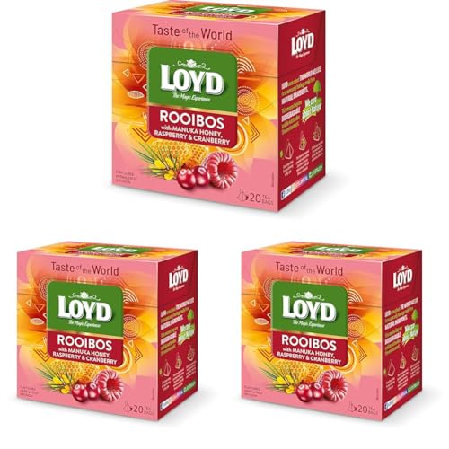 LOYD® Rooibos Tee mit Manuka | 20 Teebeutel 40g | Kräutertee | Rotbuschtee Mischung | Hochwertigen Teeblättern teebeute l Aufbrühen Express-Tee (Packung mit 3) von LOYD