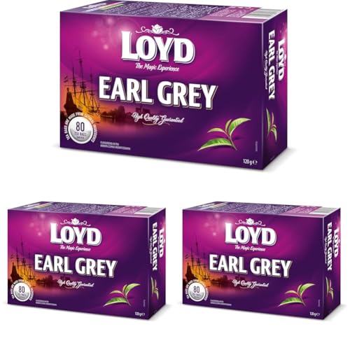 Loyd® EARL GRAY Schwarztee Schwarzer Tee Blatttee | 80 Teebeutel 120g | Leaf Black Tea Hochwertige Mischung aus schwarzen Teesorten | Hochwertigen Teeblättern Schwarzteebeutel Aufbrühen Cay von LOYD