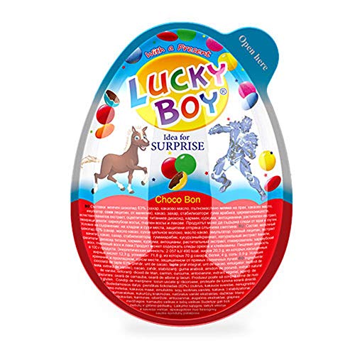 Lucky Boy Surprise Egg - Mega Plastik XXL Ei - Überraschungsei XXL 14 cm groß, 35g Mitgebsel, Geschenk, Spielzeug für Jungen/ Jungs von LUCKY GIRL LUCKY BOY