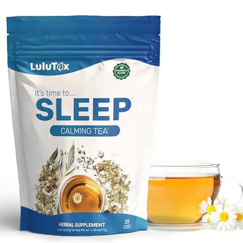 Lulutox Schlaftee - Gute Nacht Tee mit ausgewählten Kräutern - Natürlicher Beruhigungstee für Erwachsene - Wellness Tee für einen besseren Schlaf - 28 pyramidenförmige Teebeutel von LULUTOX