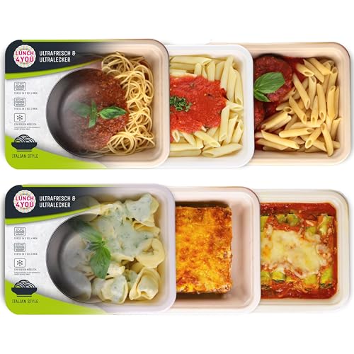 LUNCH4YOU Fertiggerichte – frisch zubereitet und gekühlt geliefert | Hausgemachtes Fertigessen, gesunde Mahlzeit & schnelles Essen für die Mikrowelle | 6 x 500g – (Italian Style Box) von LUNCH4YOU