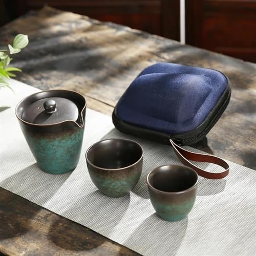 LVUNZJCA chinesisches Teeservice, chinesische Keramik-Teetasse, Teeservice Teekanne Gaiwan mit Tassen Teesets tragbares Reiseteeset trinkfreie Teekanne (Color : A) von LVUNZJCA