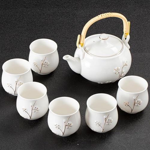 chinesisches Teeservice, chinesische Keramik-Teetasse, 7 Teile/satz Exquisite Keramik Tee-Sets Handgemachte Wasserkocher Tee Tassen Porzellan Teekanne Chinesische Teegeschirr Drink Tee Zeremonie Teeka von LVUNZJCA