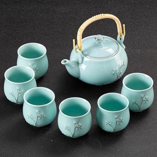 chinesisches Teeservice, chinesische Keramik-Teetasse, 7 Teile/satz Exquisite Keramik Tee-Sets Handgemachte Wasserkocher Tee Tassen Porzellan Teekanne Chinesische Teegeschirr Drink Tee Zeremonie Teeka von LVUNZJCA