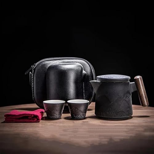 chinesisches Teeservice, chinesische Keramik-Teetasse, Keramik Blau Tee-Set Reise Tee Zeremonie Set Tragbare Teetasse Camping Kung Fu Tee-Zubereitung Sets Japanische Outdoor Teekanne geschenk Set Teek von LVUNZJCA