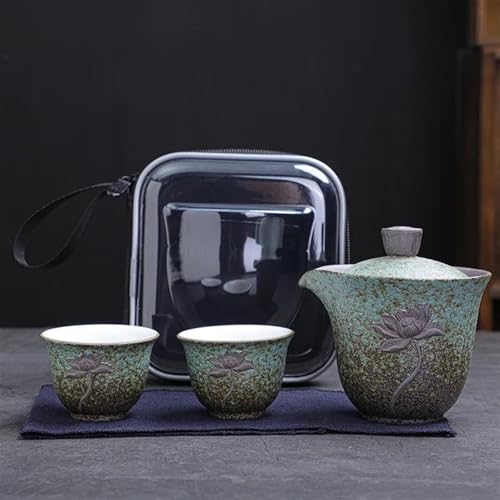 chinesisches Teeservice, chinesische Keramik-Teetasse, Lotus Kung Fu Reise Tee-Set Keramik Teekanne Teetasse Gaiwan Porzellan Teaset Wasserkocher Teegeschirr Sets Drink Tee Zeremonie Teekanne ( Color von LVUNZJCA