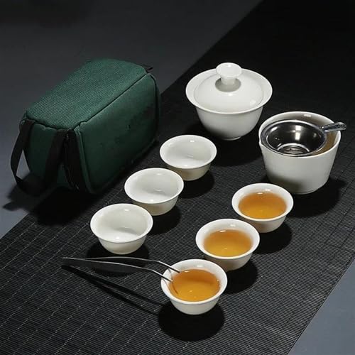 chinesisches Teeservice, chinesische Keramik-Teetasse, Set Chinesische Reise Kung Fu Tee-Set Keramik Tragbare Teetasse Porzellan Service Gaiwan Tee Tassen Becher Tee Zeremonie teekanne Teekanne ( Colo von LVUNZJCA