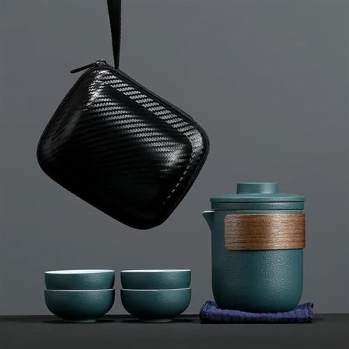 chinesisches Teeservice, chinesische Keramik-Teetasse, Tragbare Reise Kung Fu Tee-Set Teegeschirr Mit Outdoor Tasche Teekanne Teetasse Anti Verbrühungen Schnell Passer Tasse Teekanne (Color : D) von LVUNZJCA