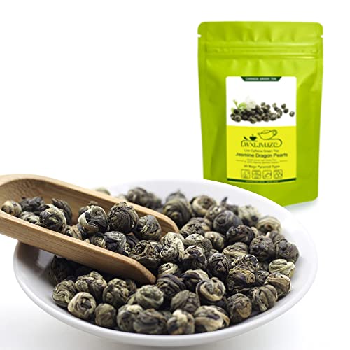 LWXLJMJZC-Jasmin-Drachenperlen-Tee Jasmine Pearls Green Tea Chinesischer grüner Tee mit Jasminblüten Lose Blätter Tee 100g von LWXLJMJZC