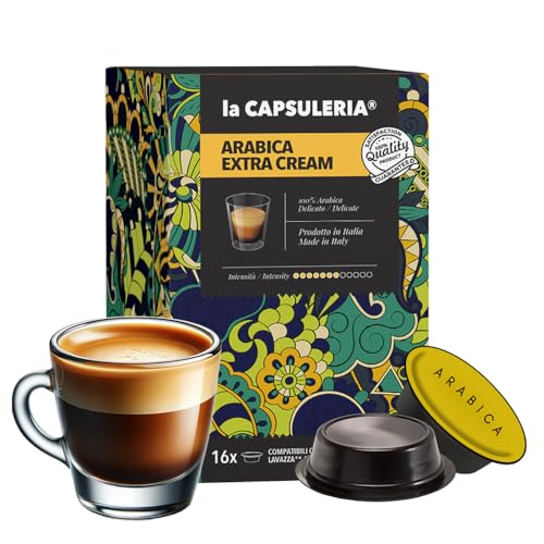 ARABICA EXTRA CREAM Kaffee, raffiniert (192 Kapseln) kompatibel mit Lavazza A Modo Mio, 12 Packungen mit 16 Kapseln, 100% Arabica, sanfter und aromatischer Geschmack, samtige Crema (La Capsuleria) von La Capsuleria