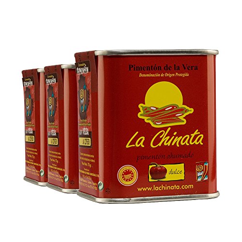 3er SET Paprika süß La Chinata Pimentón de la Vera Dulce 70 g geräuchert / Paprikapulver von La Chinata