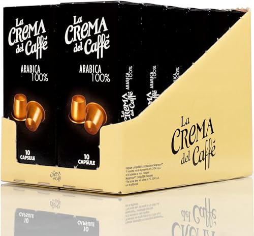 La Crema del Caffè 100% Arabica, 120 Nespresso-kompatible Kaffeekapseln, 100% Arabica-Premiummischung, Zarter und Ausgewogener Geschmack mit Blumigen und Fruchtigen Noten von La Crema del Caffe