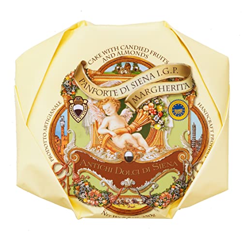 La Fabbrica del Panforte - Panforte di Siena IGP Originalrezept | Reich an Mandeln und kandierten Früchten. Ein Triumph der Geschmäcker und Aromen | 8,8 Unzen (250 g) (MARGHERITA) von Antichi Dolci di Siena
