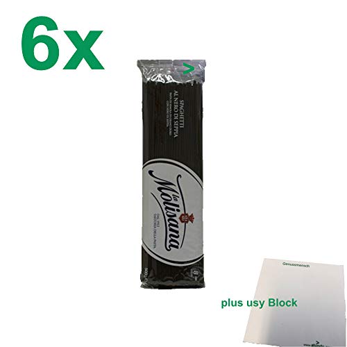 La Molisana Nudeln "Spaghetti al Nero di Seppia" 6er Pack (6x500g) + usy Block von La Molisana