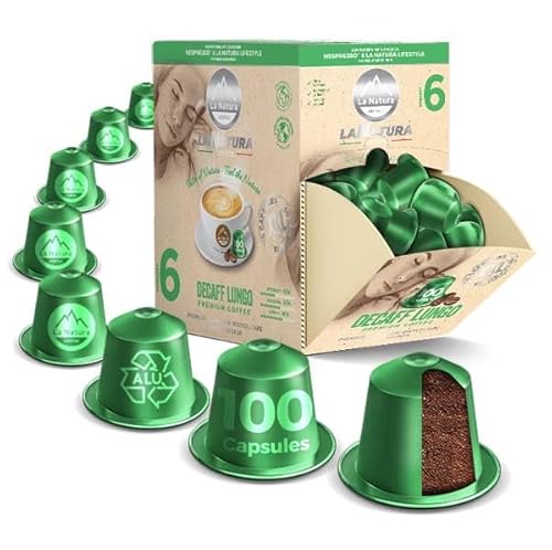 DECAFFEINATO LUNGO KAFFEE, 100 Kaffeekapseln kompatibel mit Nespresso Kapselmaschinen, Koffeinfreier Kaffee Lungo, by La Natura Lifestyle von La Natura LIFESTYLE