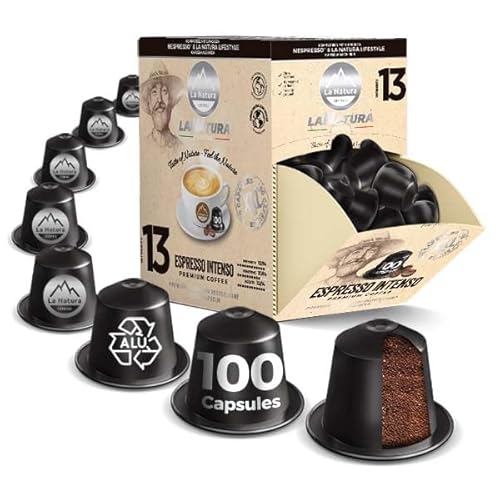 ESPRESSO INTENSO KAFFEE, 100 Kaffeekapseln kompatibel mit Nespresso Kapselmaschinen, Schokoladen- & Karamell-Aroma, by La Natura Lifestyle von La Natura LIFESTYLE