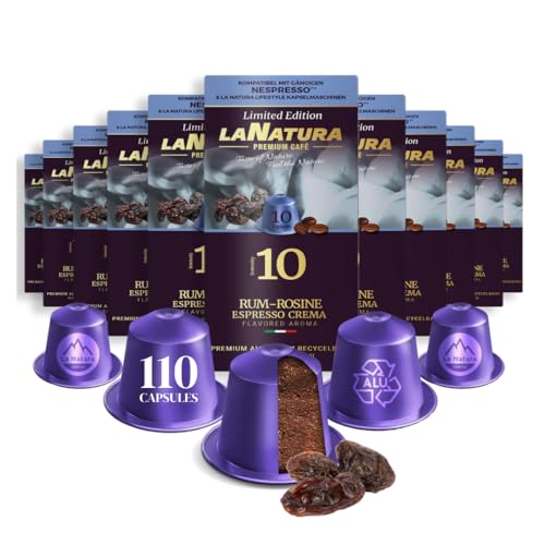 Kaffee Rum Raisin Espresso Crema Premium Aromatisierter 110 Aluminium Kaffeekapseln | 100% Recycelbar | La Natura Lifestyle von La Natura LIFESTYLE