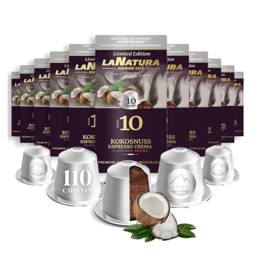 Kaffeekapseln Kokosnuss Espresso Crema Premium Aromatisierter 110 Aluminium Kaffeekapseln | 100% Recycelbar | La Natura Lifestyle von La Natura LIFESTYLE