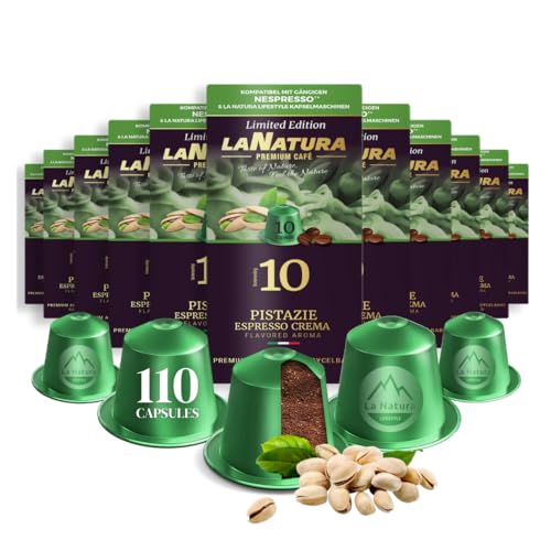 Kaffeekapseln Pistazie Espresso Crema Premium Aromatisierter 110 Aluminium Kaffeekapseln | 100% Recycelbar | La Natura Lifestyle von La Natura LIFESTYLE