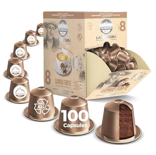 LUNGO FORTE KAFFEE, 100 Kaffeekapseln kompatibel mit Nespresso Kapselmaschinen, by La Natura Lifestyle von La Natura LIFESTYLE