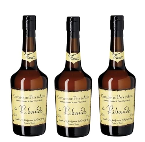 3x 0,7l - La Ribaude - Vieux - Calvados du Pays d'Auge A.O.P. - Apfelbrand - Normandie - Frankreich - 40,0% vol. von La Ribaude