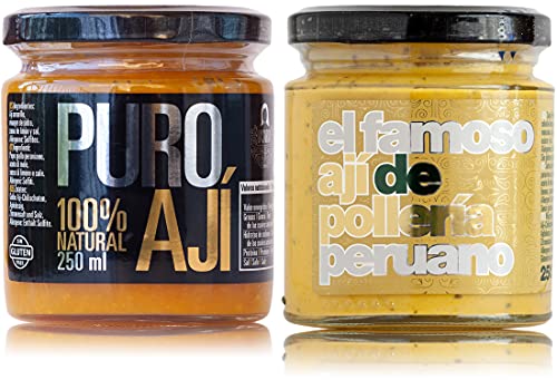 Ají amarillo —gelbe Aji-Chilischoten— und Ají de Pollería, würzige Sauce für Brathähnchen | Sparpaket | 100% natürlich | Keine Zusatzstoffe oder Konservierungsstoffe | Glutenfreie | Vegan von La Sarita