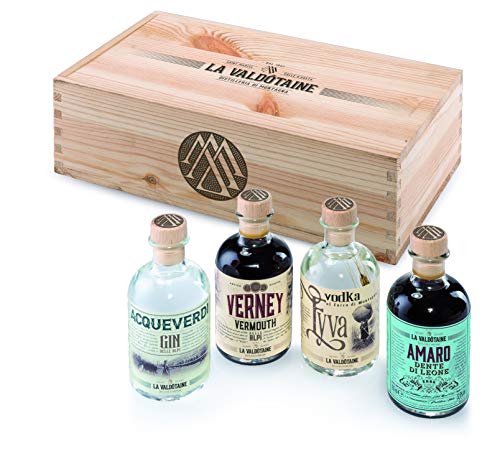 La Valdôtaine Mini Tasting Box delle Alpi Premium Amaro, Gin, Vermouth, Vodka 4 X 0,2l von La Valdôtaine