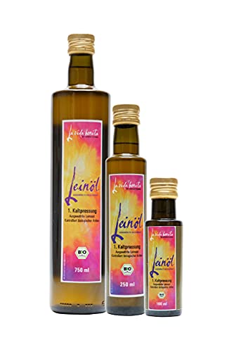 Bio Leinöl kaltgepresst PUR | DOPPEL-Pack 2x 250 ml | 100% frisch aus 1. Pressung in Deutschland I Reich an Omega-3-Fettsäuren | vegan, Rohkost, laktosefrei & glutenfrei, zuckerfrei von La vida bonita