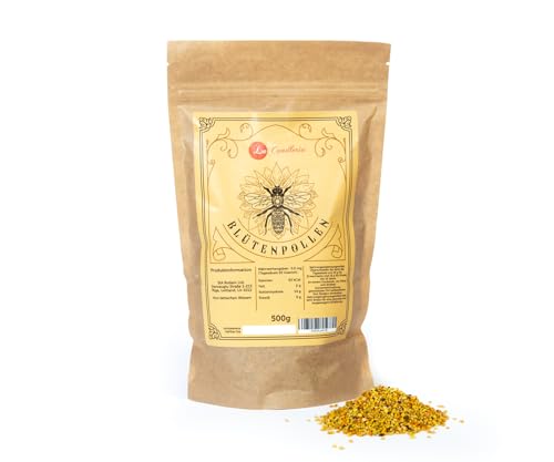 LaCandleria Blütenpollen - 500g Bienenpollen Granulat Zum Essen Von Imkern Gesammelt, Mit Vitaminen Und Mineralstoffen, Für Eine Ausgewogene Ernährung, Stärkt Das Immunsystem, Smoothies Und Müsli von LaCandleria