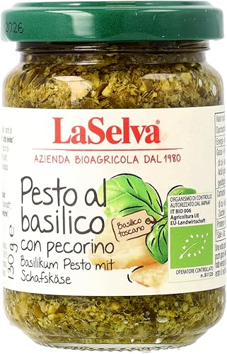 La Selva Bio Basilikum Pesto mit Schafskäse-Basilikum Würzpaste (6 x 130 gr) von LaSelva