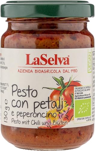 La Selva Bio Pesto mit Chili und Blüten - Tomaten Würzpaste (2 x 130 gr) von LaSelva