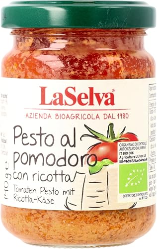 La Selva Bio Tomaten Pesto mit Ricotta-Käse - Tomaten Würzpaste (6 x 140 gr) von LaSelva
