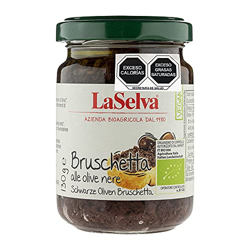 LaSelva Bruschetta Olive schwarz - Olive Nere 130g Bio Würz-Sauce, 3er Pack (3 x 130 g) von LaSelva