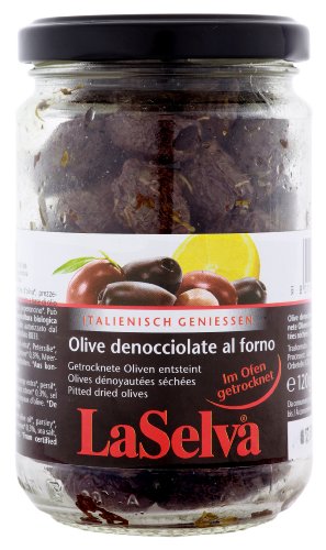 LaSelva Halbgetrocknete dunkle Oliven al forno, ohne Stein, 3er Pack (3 x 120 g) - Bio von LaSelva