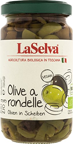 LaSelva Oliven a rondelle -grüne und schwarze Oliven in Scheiben 210g Bio Oliven, 6er Pack (6 x 210 g) von LaSelva