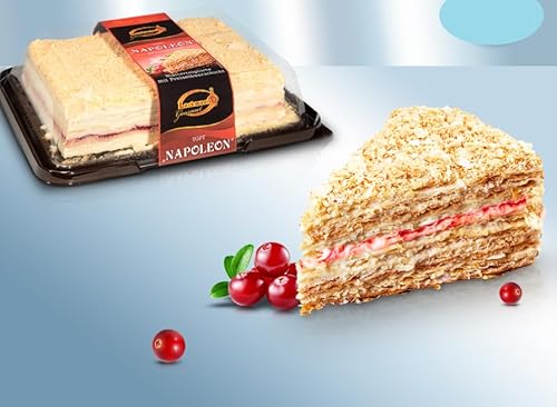 Schichtkuchen Napoleon mit Vanillecreme und Preiselbeerschicht 1200g von Lackmann