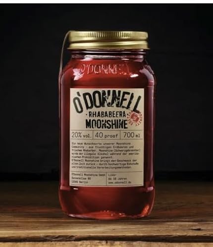 O'Donnell Moonshine “Rhababeera” Likör (700 ml) I Natürliche Zutaten I Vegan I Premium Schnaps nach amerikanischer Tradition I 20% Vol. von Lädla Juice