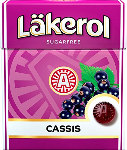 Läkerol Cassis - Lakerol Schwarze Johannisbeere - Original Schwedisch Frucht Zuckerfreier Stevia Pastillen Box 25g x 4 stck von Läkerol Pastillen