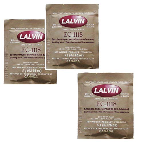 3 x lalvin ec-1118 Champagner Hefe 5 g Sachet 18% Homebrew Wine Making 4.5l-23l von Lalvin