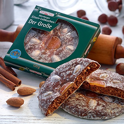 Der Große Lebkuchen 375g (1 Packung) Fein glasiert und mit Mandeln und Orangeat dekoriert, ist er mit 13 cm Ø unser größter Elisen-Lebkuchen. Original Haeberlein-Metzger. von Lambertz