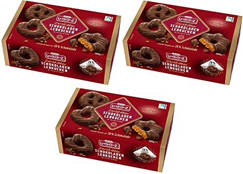 Lambertz Schokoladen Lebkuchen Zartbitter 3 x 500 gr. Herzen Sterne Brezeln von Lambertz