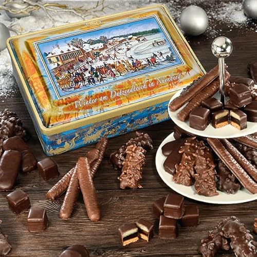 Wintertraum Metall Truhe: Feinste Aachener Printen, saftige Lebkuchen -Fruchtstäbchen und leckere Dessert-Dominos. Bereiten Sie mit dieser Truhe winterliche Freuden! 1050gr. (1 Packung) von Lambertz