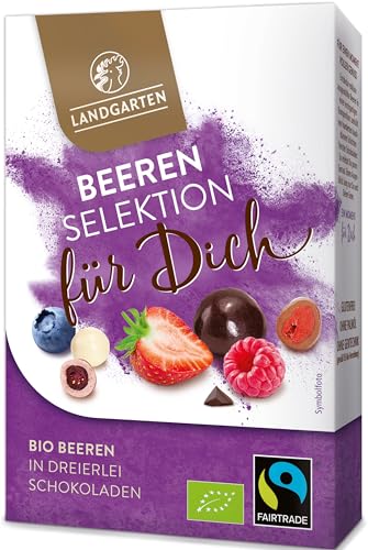 Landgarten | Beeren-Selektion für Dich, Himbeeren, Erdbeeren und Heidel-/Blaubeeren umhüllt von Schokolade | 1er Pack (90g) von Landgarten