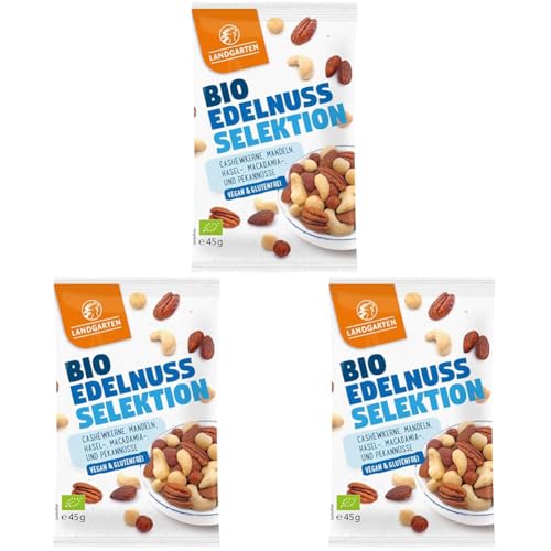 Landgarten Bio Edelnuss Selektion | Proteinreicher Erdnuss Mix für unterwegs | 45 g (3er Pack) von Landgarten