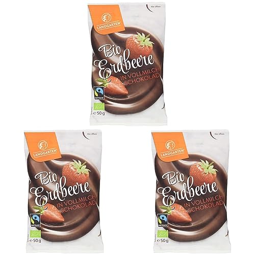 Landgarten | Bio Erdbeere in Vollmilch-Schokolade | 3er Pack (50 g) von Landgarten