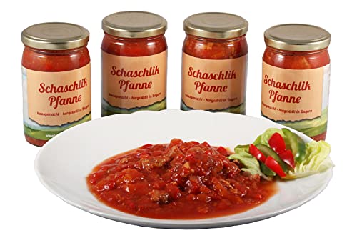 Schaschlikpfanne im Glas ★ Set mit 4 Gläsern ★ Hausgemachte Qualität aus Bayern ★ Landmetzger Schiessl ★ Primeversand ★ ca. 1200g von Landmetzger Schiessl