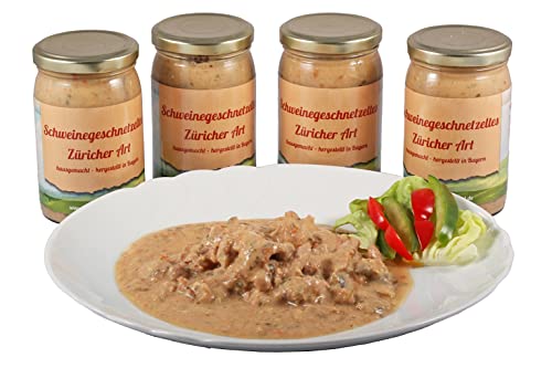 Schweinegeschnetzeltes "Züricher Art" im Glas ★ Hausgemachte Qualität aus Bayern ★ Landmetzger Schiessl ★ Primeversand ★ ca. 1200g von Landmetzger Schiessl