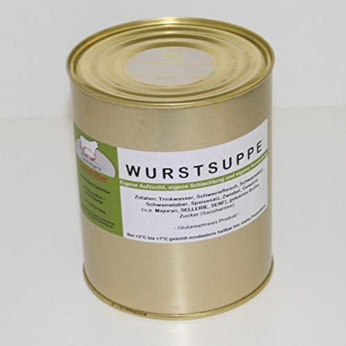 Wurstsuppe 800ml Dose, gekühlt im Kühlschrank 6 Monate haltbar, Landmetzgerei Sandritter von Landmetzgerei Sandritter