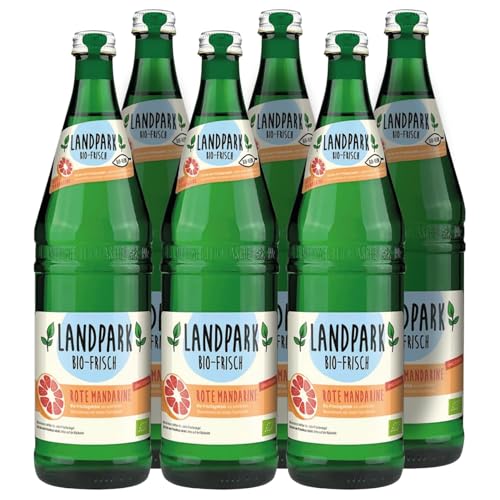 Landpark Bio-Erfrischungsgetränk Rote Mandarine, 12 x 0,75 L in der Glasflasche | ohne Zucker und Süßungsmittel | mit Kohlensäure | Wasser mit Geschmack | Ideal auch für Kinder und Diabetiker von Landpark